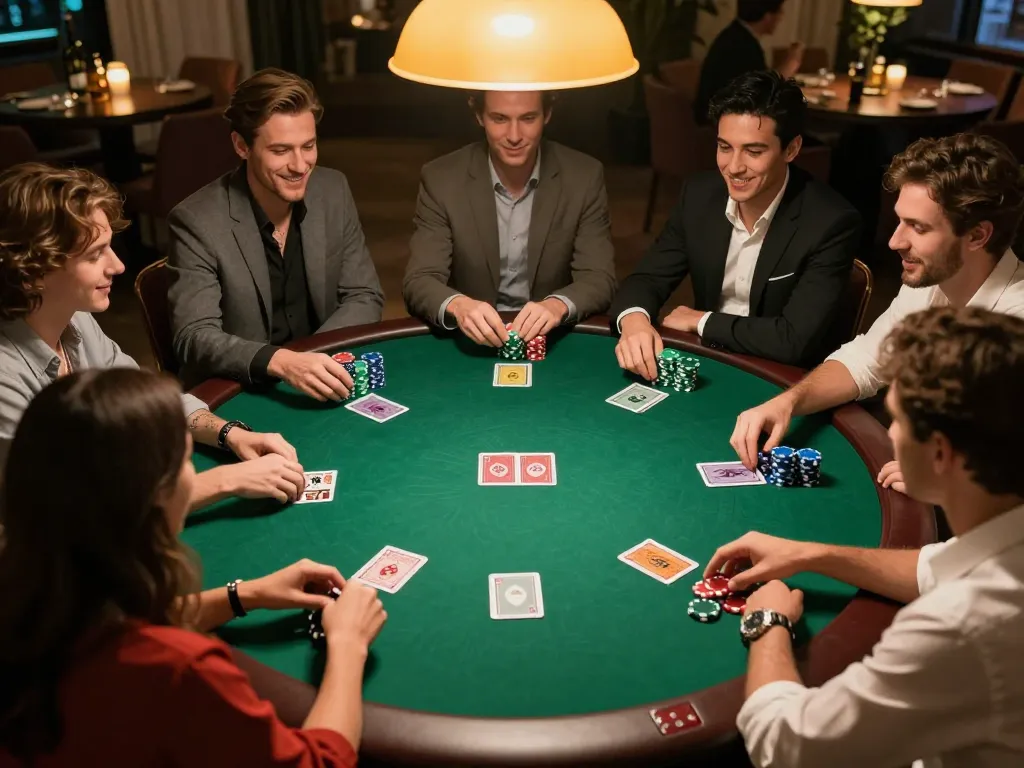 Players enjoying a lively poker game at home while using c168 strategy to win.