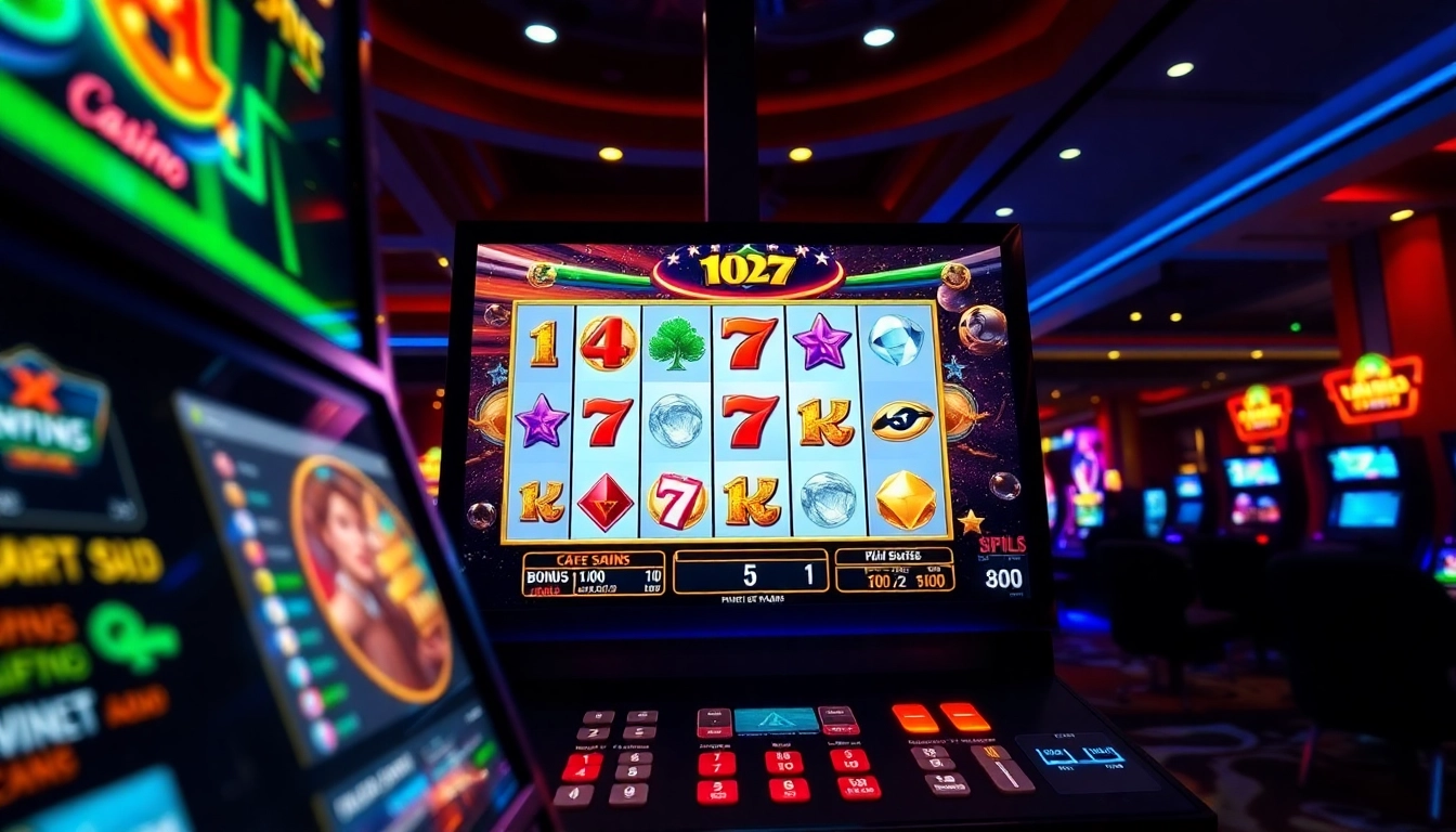Spin thrilling Slot Online games on a dazzling modern casino interface, showcasing vibrant symbols and jackpots.