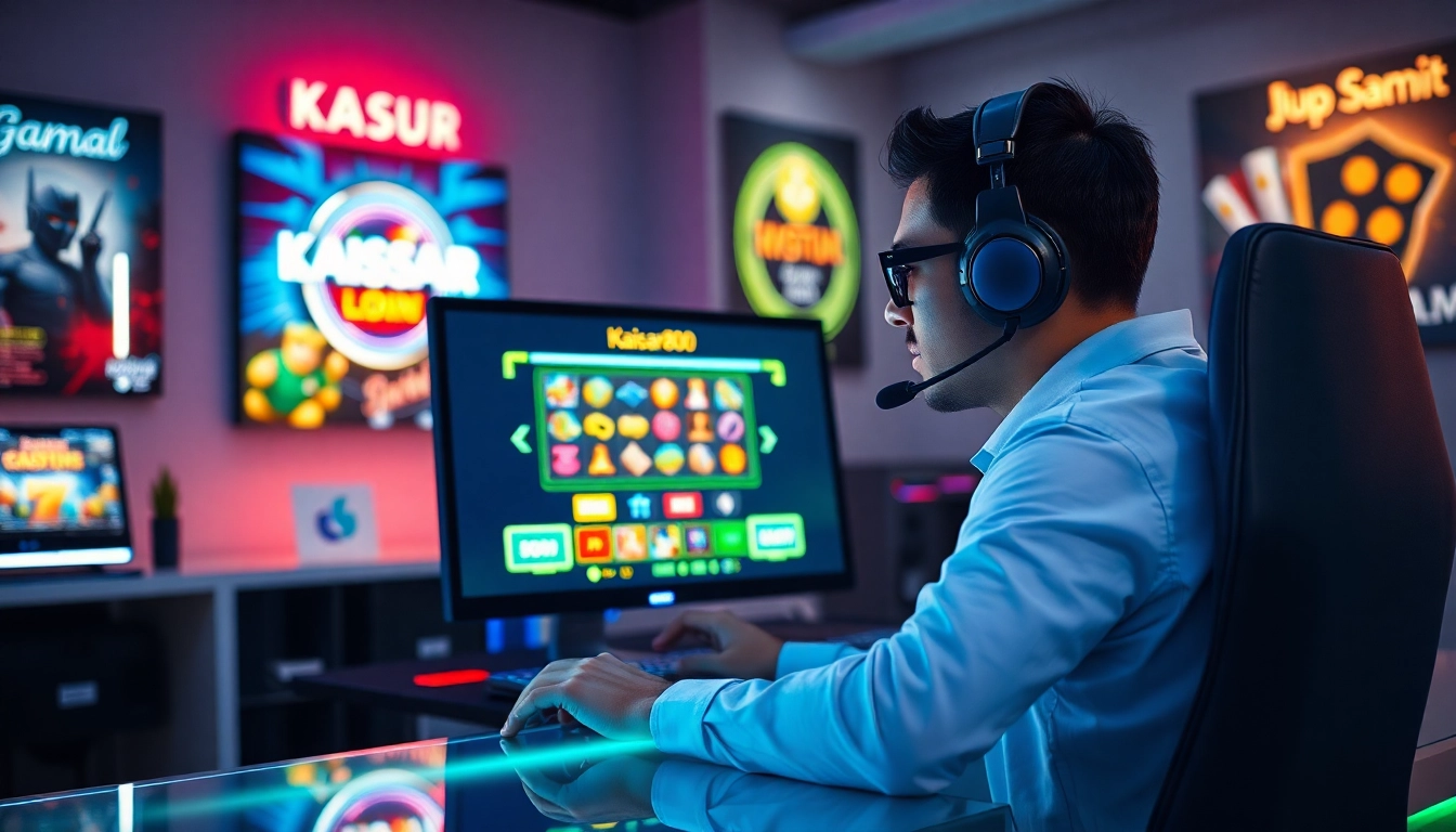 Masuk ke slot kaisar800 login dengan gamer menatap layar penuh semangat.