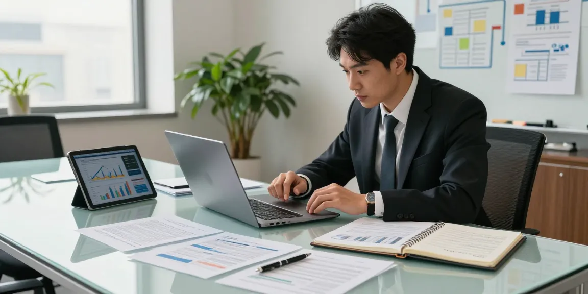 Professional analyzing asset tracing reports in a modern office setting.
