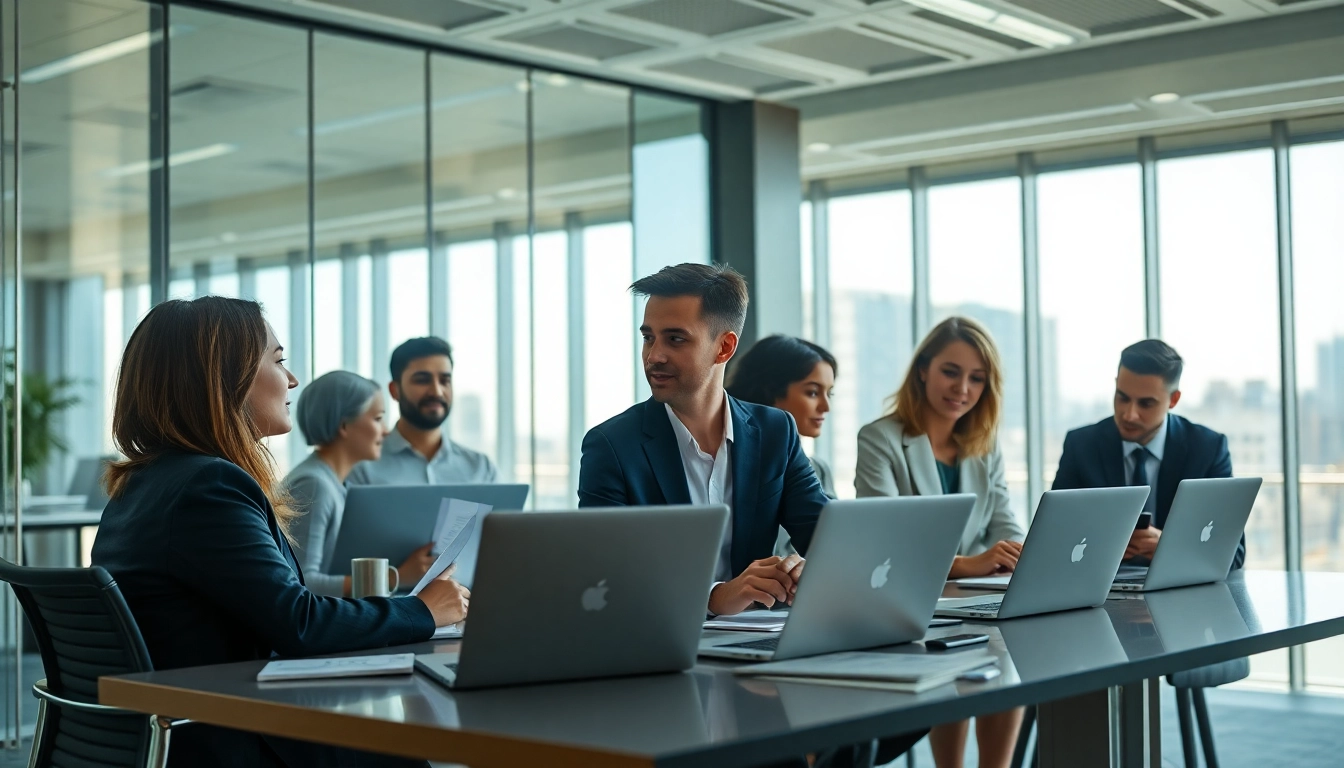 Debt collection UK professionals collaborating in a modern office environment with a focus on teamwork.