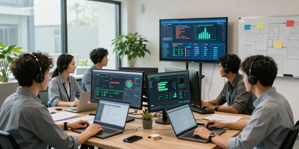IT support businesses collaborating in a modern office environment, showcasing proactive monitoring and teamwork.