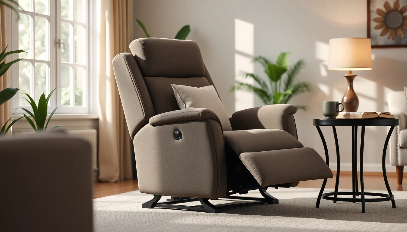 Relax on a tall man lift recliner with elegant design and inviting comfort in a cozy living room.