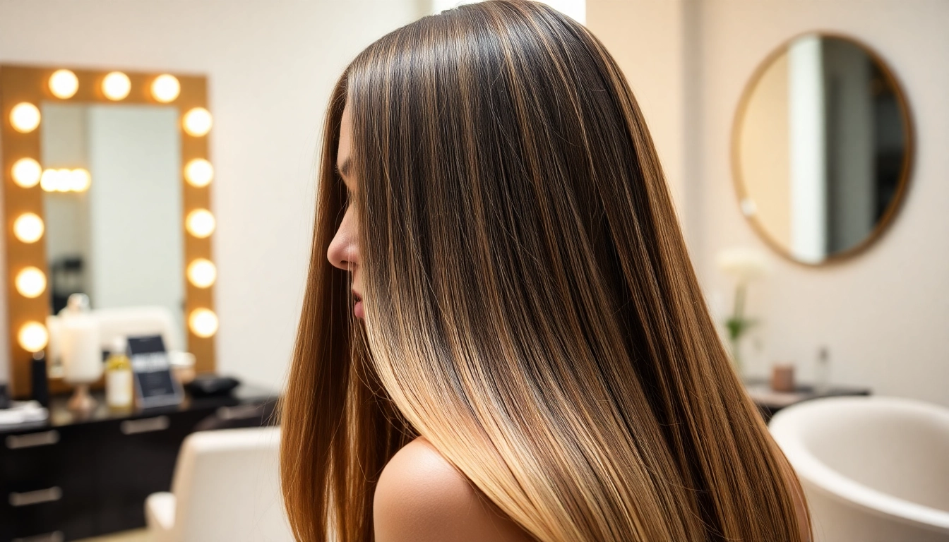 Model flaunting invisi edge clip in hair extensions that blend flawlessly with natural hair.