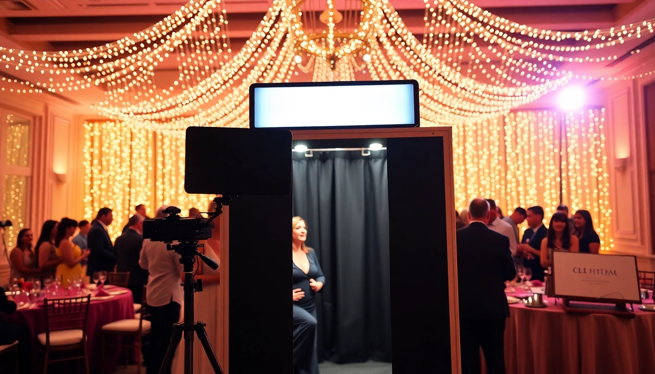 Capture joyful moments at a photo booth chicago wedding with vibrant guests and elegant decor.