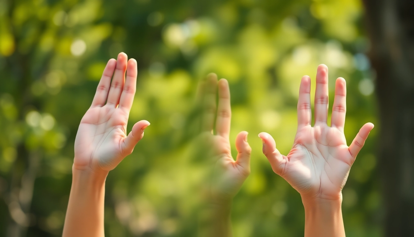 Yoga mudras performed in nature, showcasing hand gestures for energy and balance.