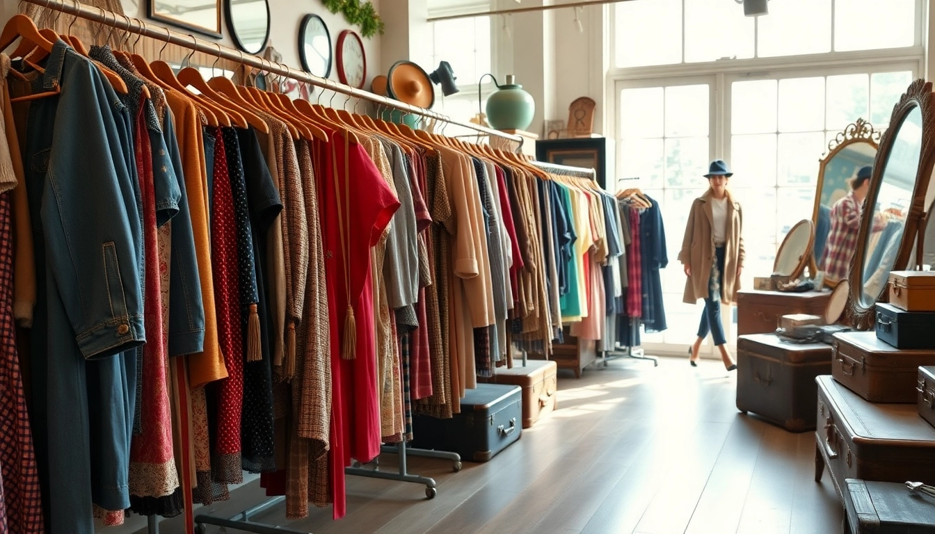 Discover vintage treasures at https://thrift-vintage.com/ with colorful clothing display in a boutique setting.