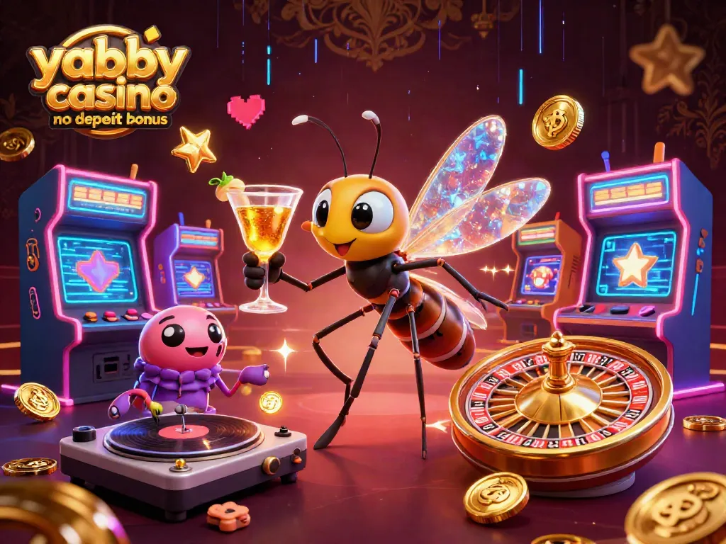 Play with the yabby casino no deposit bonus represented by vibrant 3D characters and casino elements.