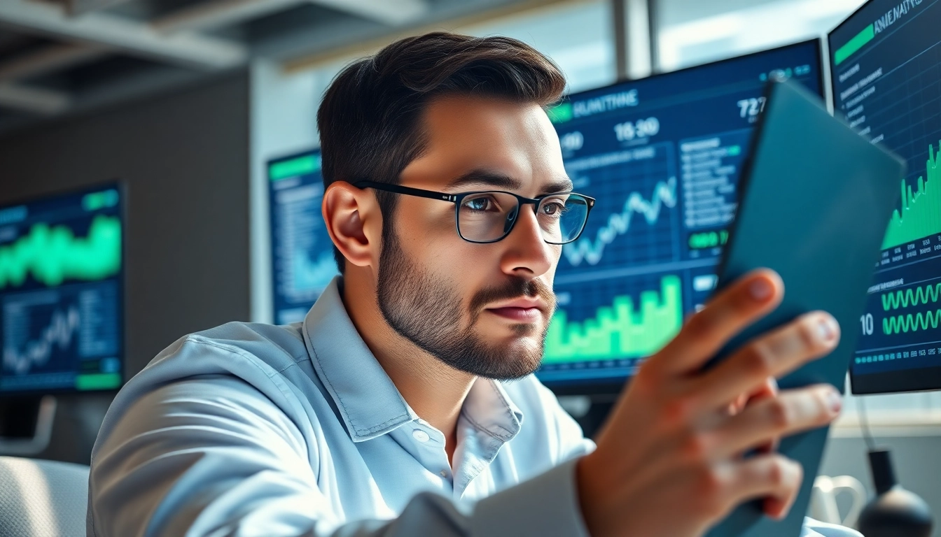 Data analyst demonstrating Machine Learning for Loan Underwriting in a modern office environment.