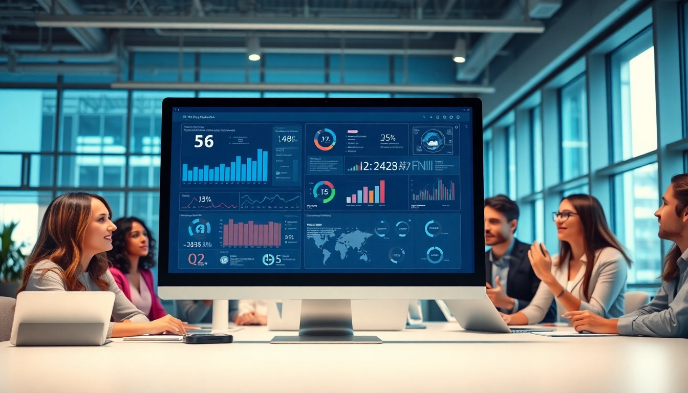 Illustration of an enterprise AI assistant assisting professionals in a dynamic office setting