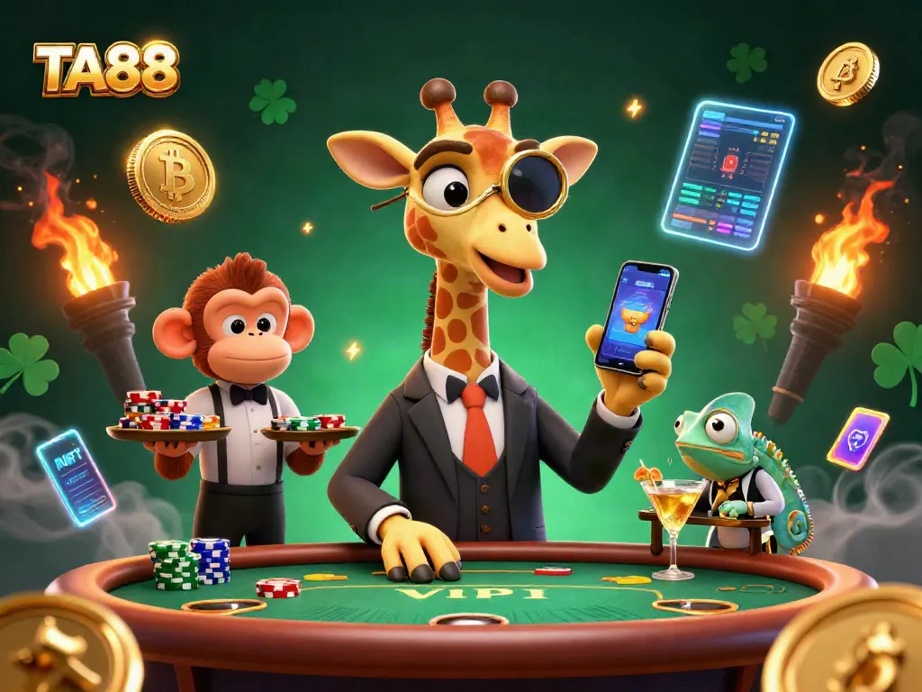 Engage with TA88's thrilling gaming experience depicted in vibrant 3D casino illustration.
