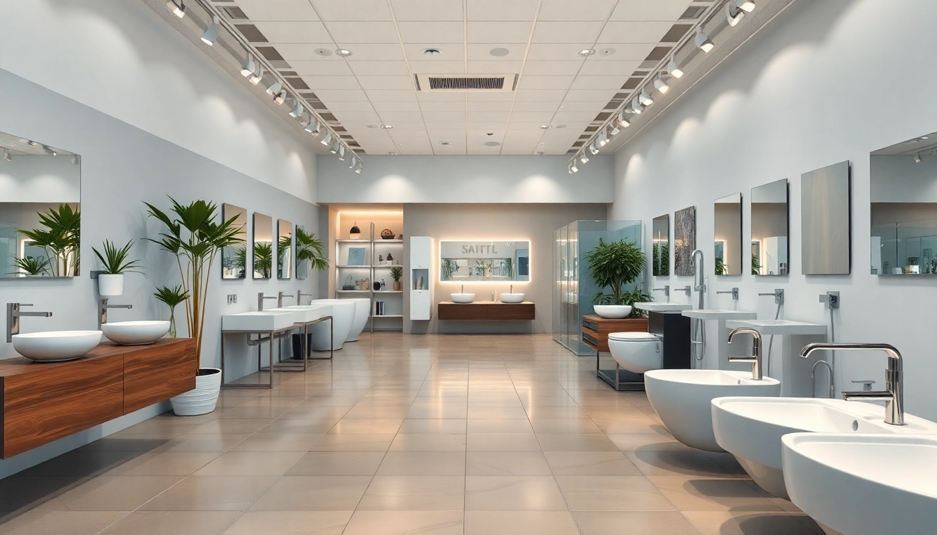 Sanitärprodukte von sonni sanitär GmbH, stilvoll präsentiert in einem modernen Showroom.