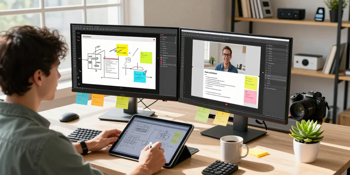 Design professional using Snipaste for efficient screenshot editing in a modern workspace.