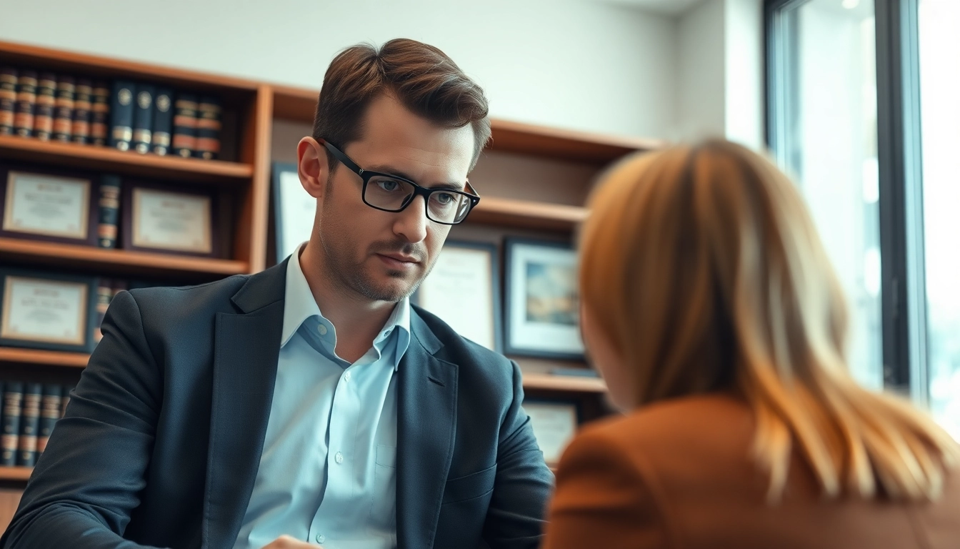 Asheville DWI defense lawyer consulting with a client in a professional setting.