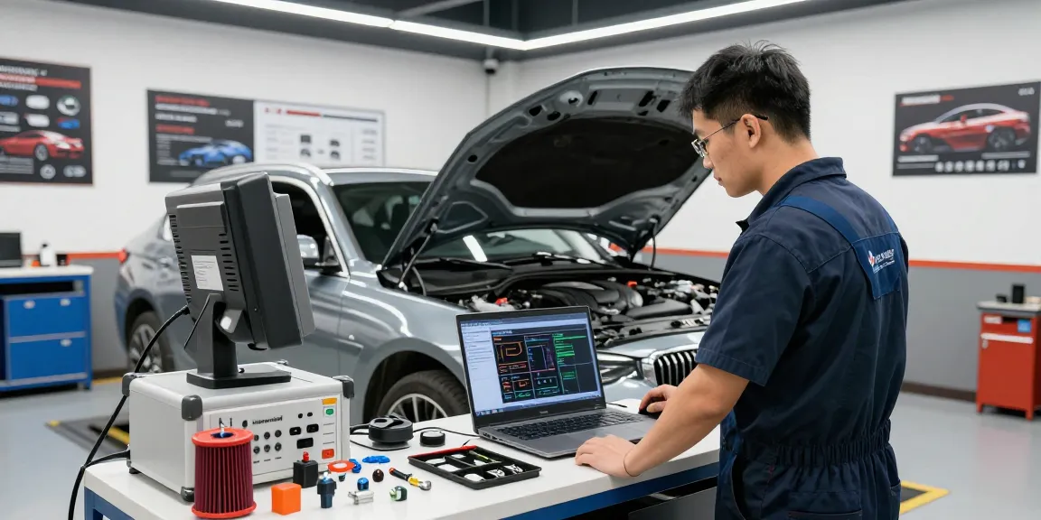 Erfahrene Techniker beim Chiptuning Hannover in einer professionellen Kfz-Werkstatt