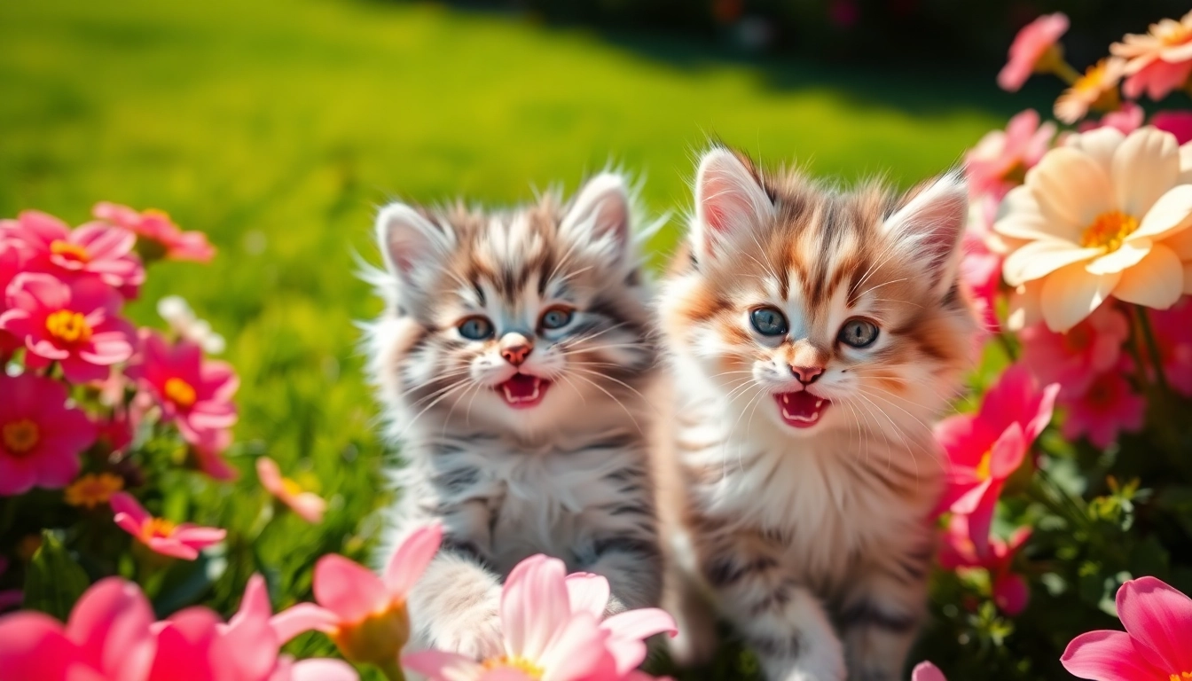 Adorable Maine Coon kittens for sale Northern California playing in a sunny garden.