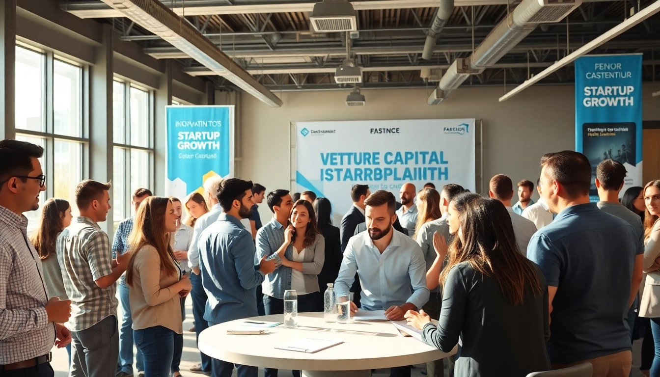 Engage at a venture capital and startup conference with diverse entrepreneurs sharing insights.