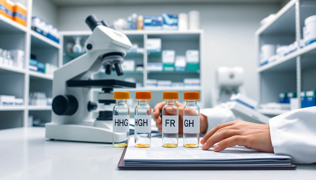 Researcher examining the science behind HGH FOR SALE in a professional lab setting.