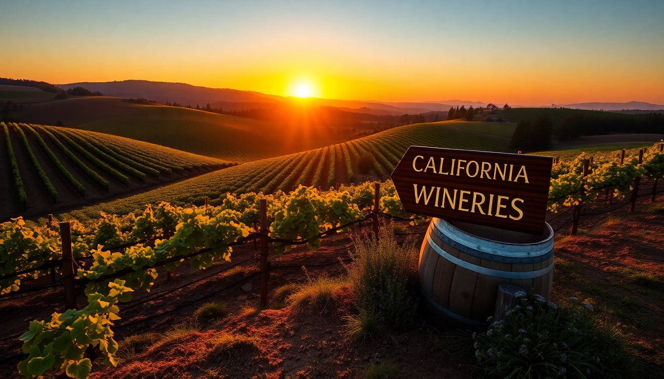 Discover stunning landscapes highlighting the best California wineries with lush vineyards and sunset ambiance.