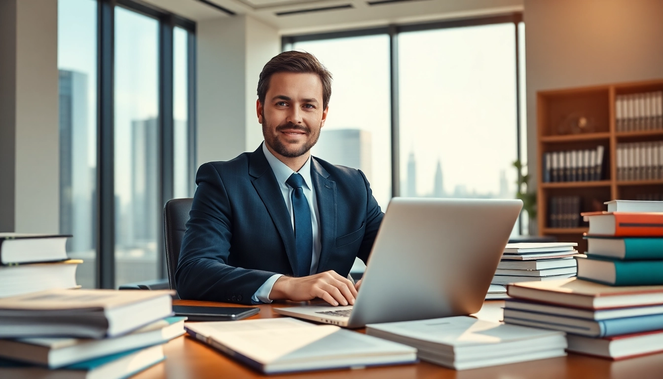 A Washington DC Venture Capital Lawyer confidently consulting in a modern office.