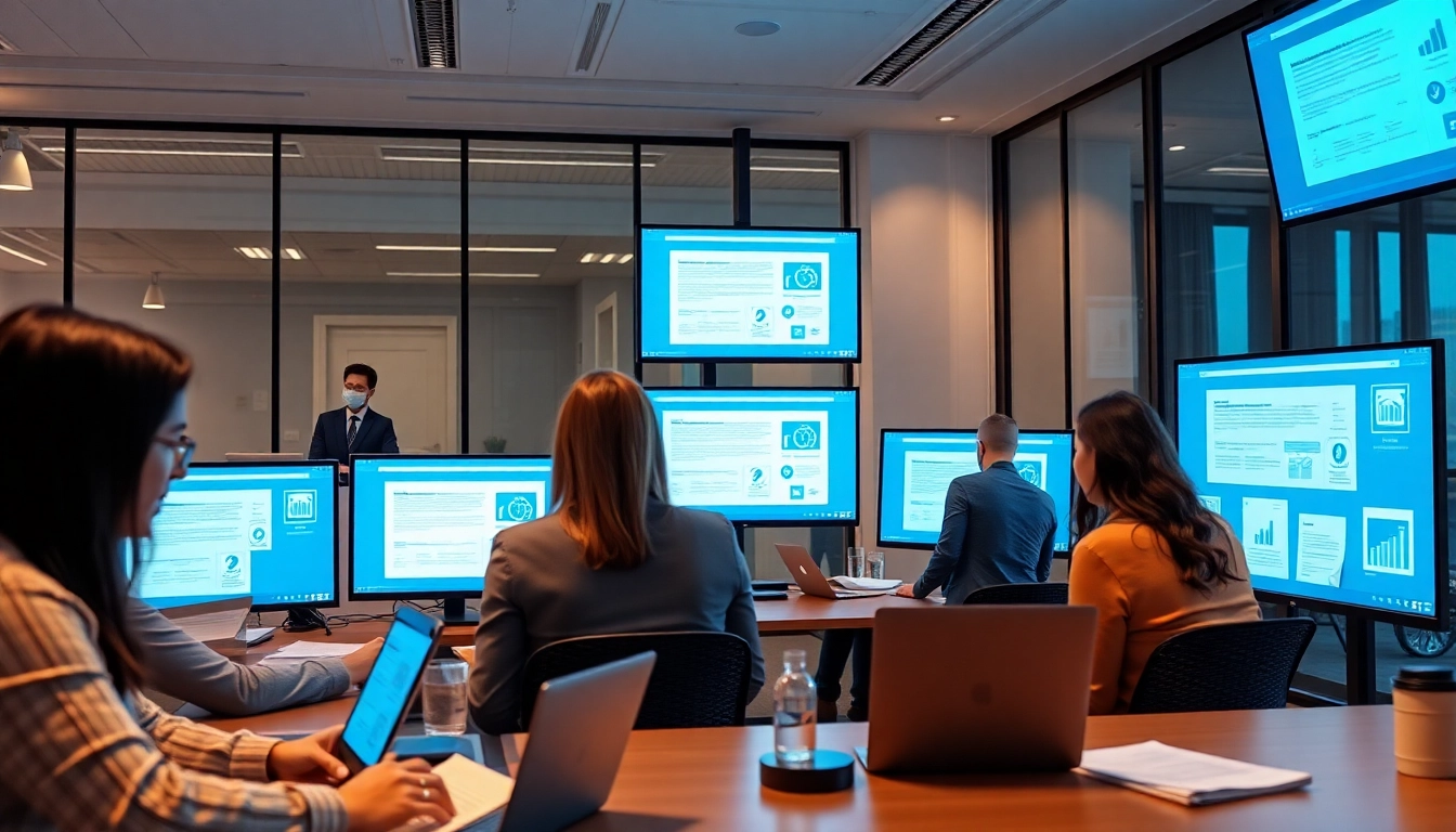 wps下载: Professionals collaborating in a modern office using WPS Office applications