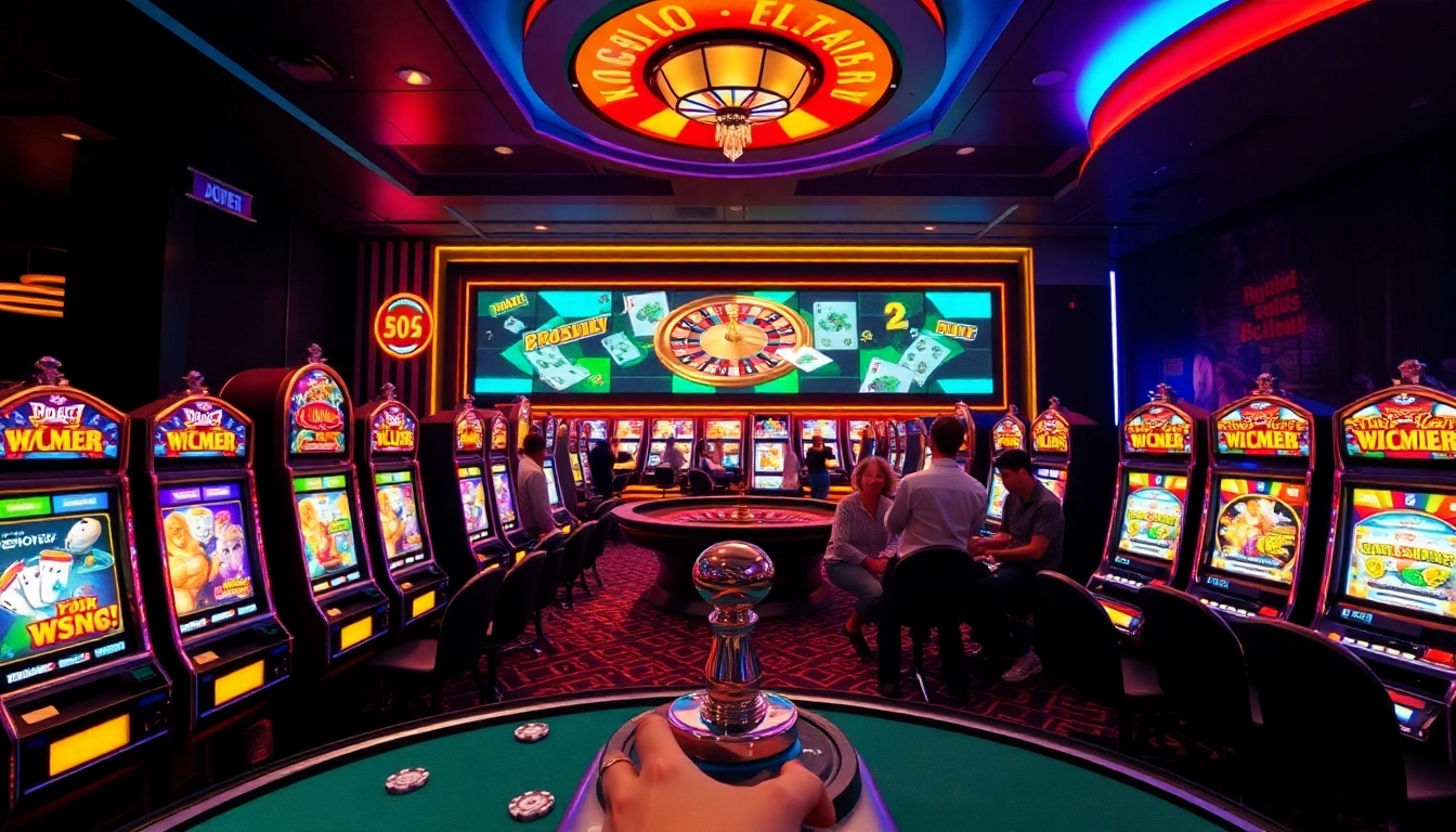 Experience the excitement of link slot gacor in a vibrant casino scene with colorful slot machines.