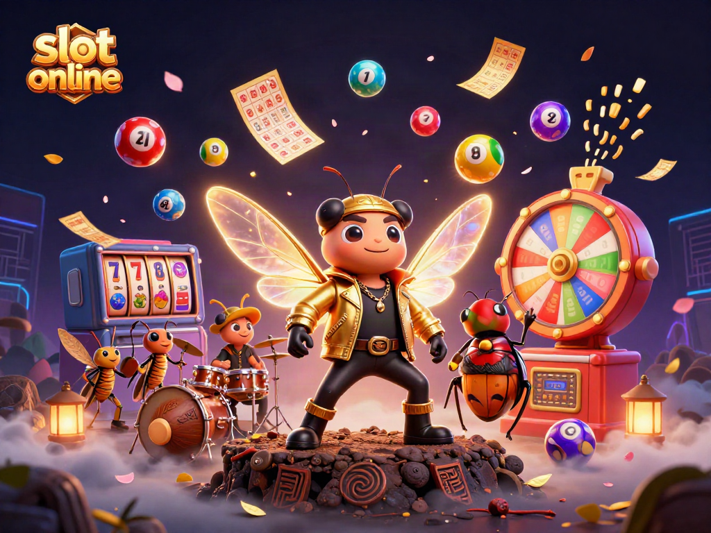 Engage with vibrant slot online gaming visuals featuring animated characters and casino elements.