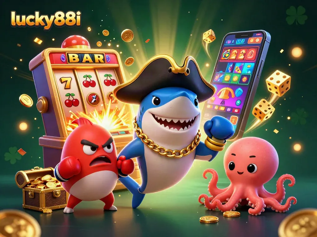 Join the excitement with lucky88i's vibrant 3D illustration showcasing a thrilling casino atmosphere.