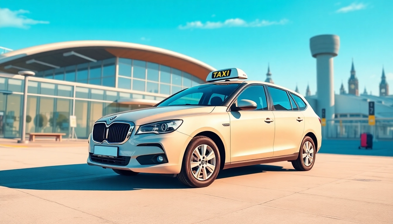 Hailing a taxi Nottingham to Birmingham Airport in a bright exterior with travel essentials.