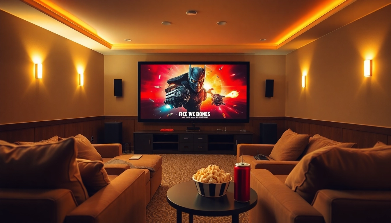Experience ดูหนังออนไลน์ in a cozy home theater with a captivating movie atmosphere.