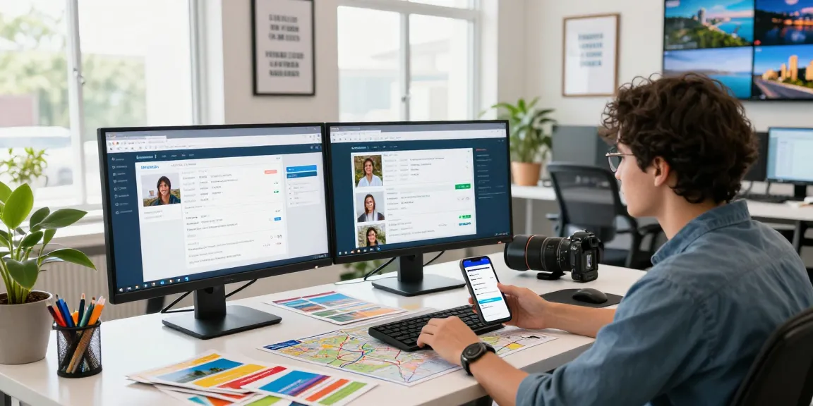 Dynamic workspace of a travel advisor using travel crm software to enhance client experiences and manage bookings efficiently