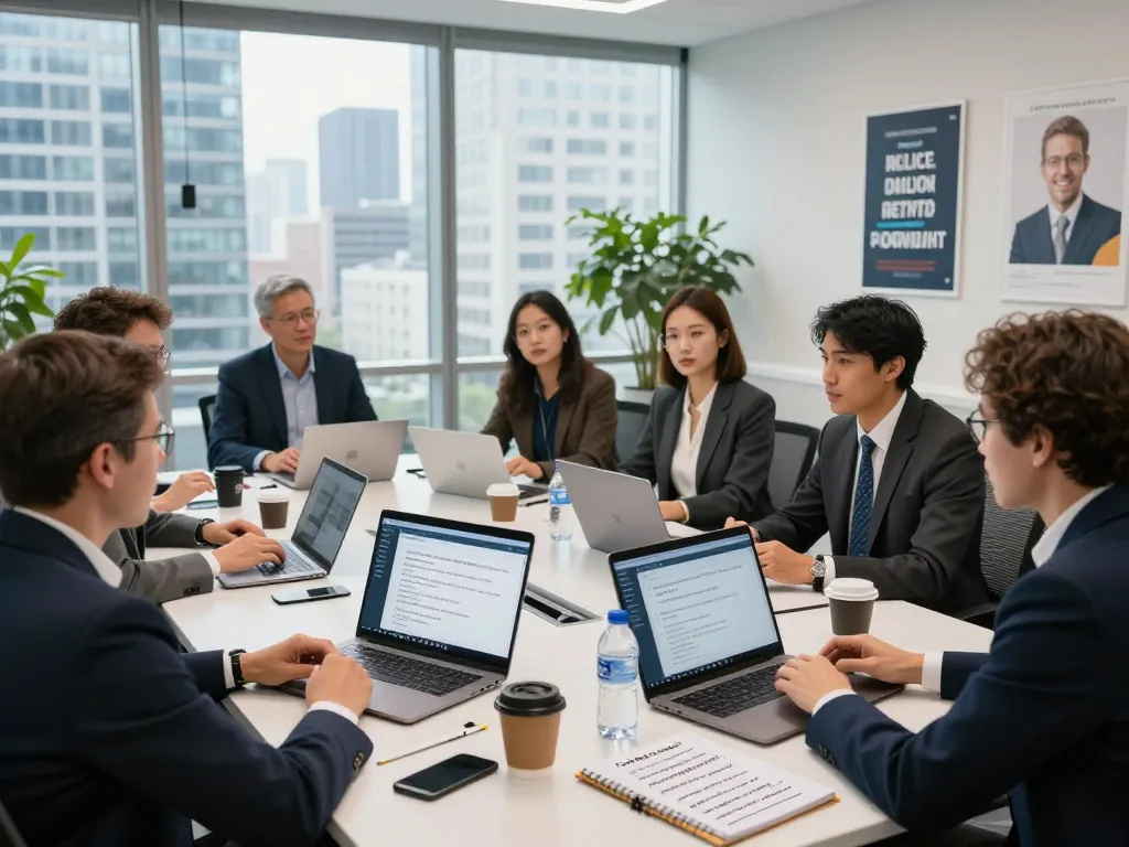 有道翻译团队在现代办公室内合作多语言策略
