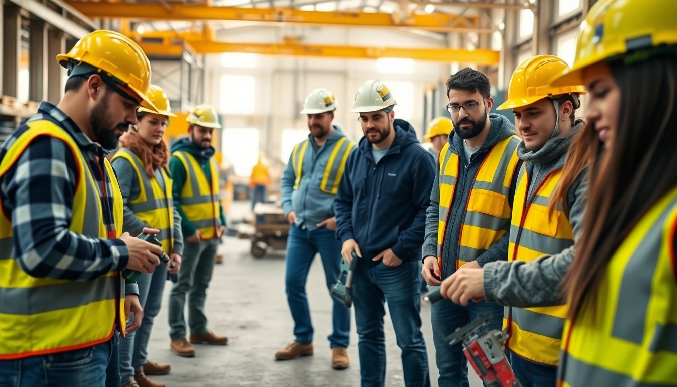Participants engaging in construction training programs, showcasing teamwork and hands-on skills development.