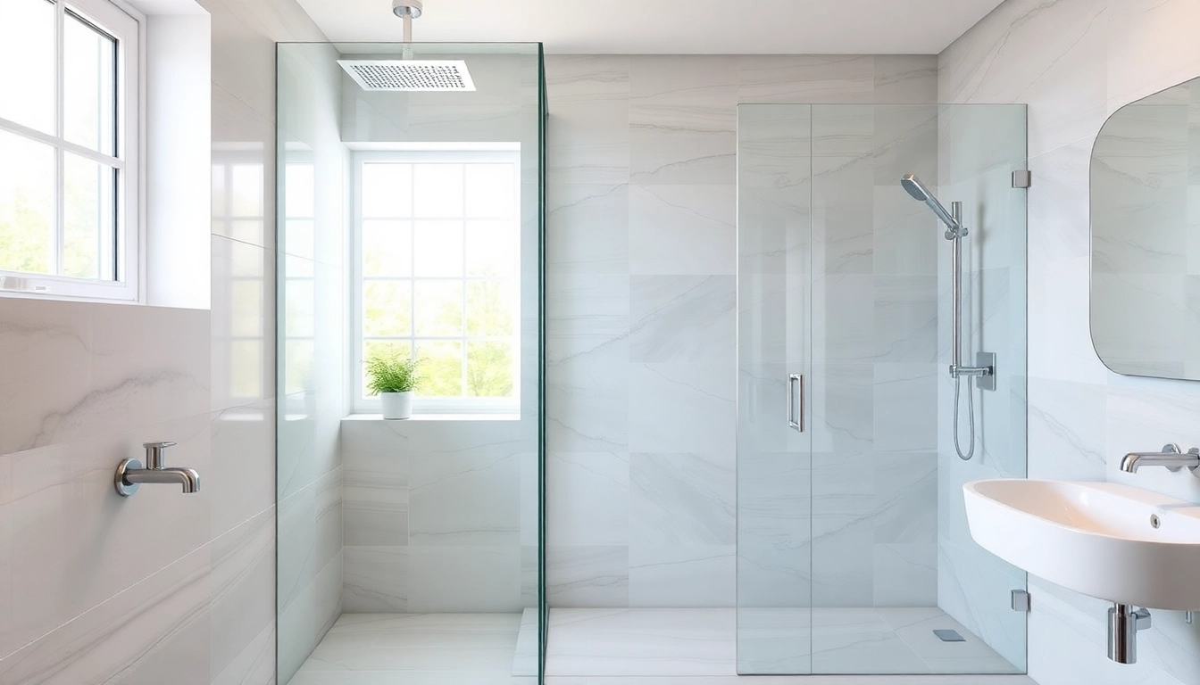 Skilled wet room contractor installing a stylish bathroom with elegant features.