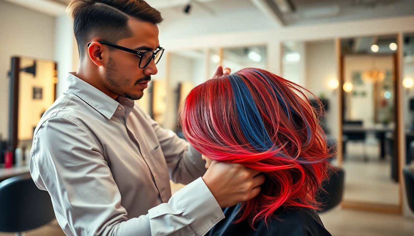 Transformare spectaculoasă la un salon de coafura, cu un hairstylist profesionist și un client mulțumit.