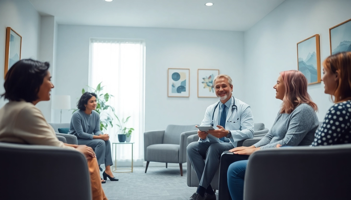 Top psychiatrist in dubai consulting with patients in a serene office setting.