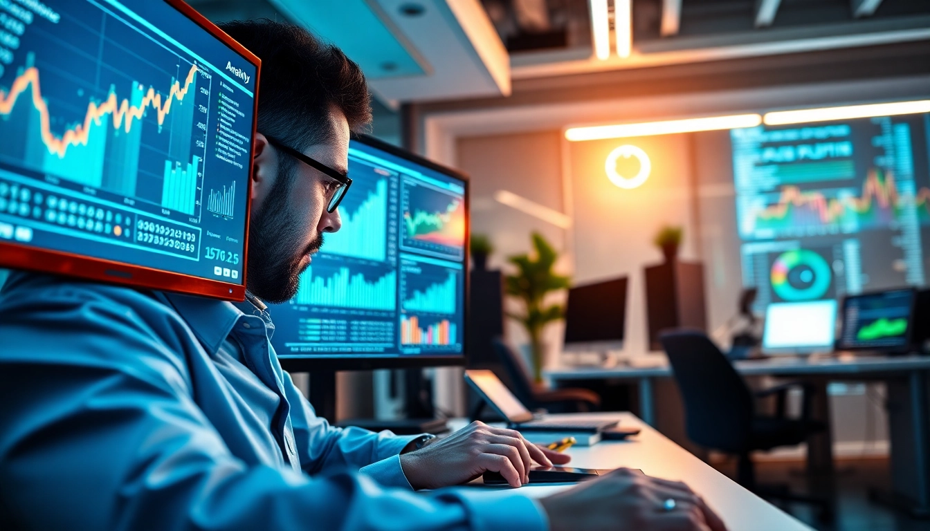 Analyze data with AI for competitive intelligence in a modern office environment.