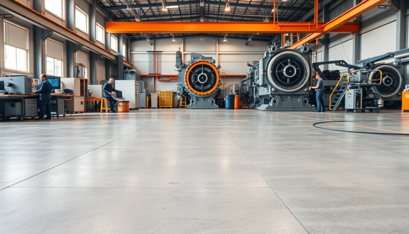 Showcasing surfacing solutions being expertly applied in a modern industrial workspace.