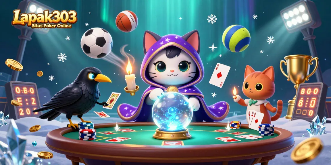 Engage in thrilling poker action at Lapak303 Situs Poker Online with vibrant 3D characters and game elements.