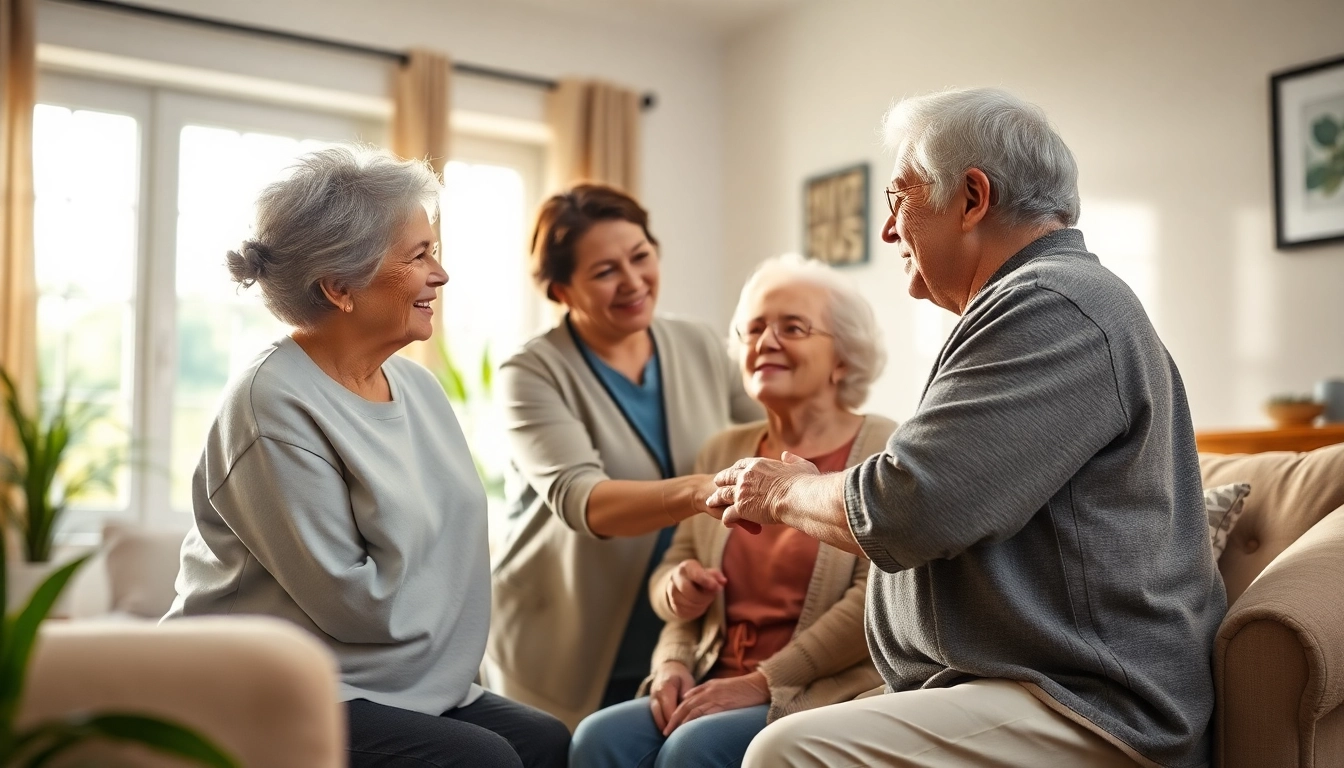 Engaged senior caregivers austin tx providing compassionate support to elderly clients in a warm setting.