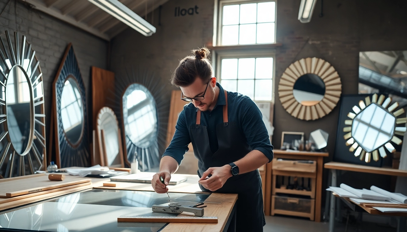Craft bespoke mirrors from https://merithome.co.uk in a bright artisan workshop.