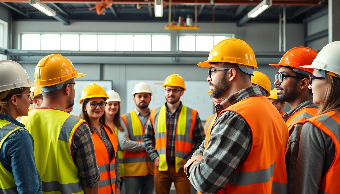 Employee engaged in construction safety training, showcasing essential safety protocols effectively.
