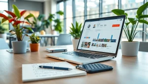 Engaging workspace showcasing an Instagram smm panel interface on a laptop.