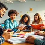 Engaging students in collaborative learning about Education in a vibrant classroom.