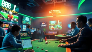 Engaging gaming environment showcasing 888 new platform with users enjoying diverse betting activities and modern interface.