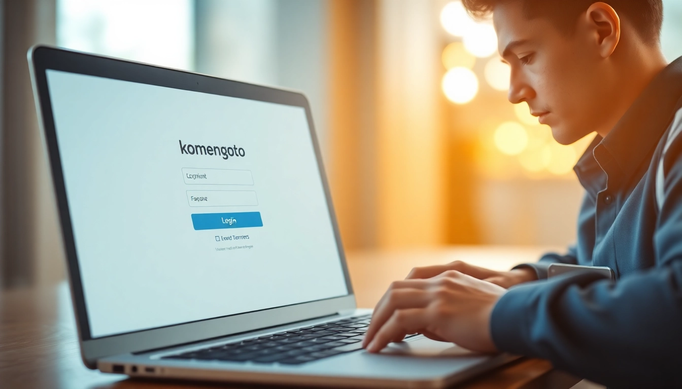 Masuk ke komengtoto login dengan pengguna yang fokus di depan laptop.