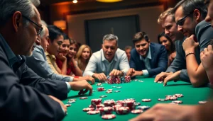 Membangun strategi dalam permainan Domino88 poker game dengan pemain yang bersemangat.