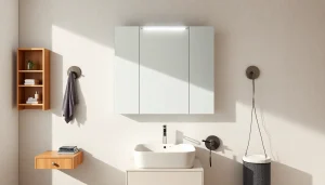 Elegantes Design des sonni Spiegelschrank mit LED-Beleuchtung im Badezimmer.