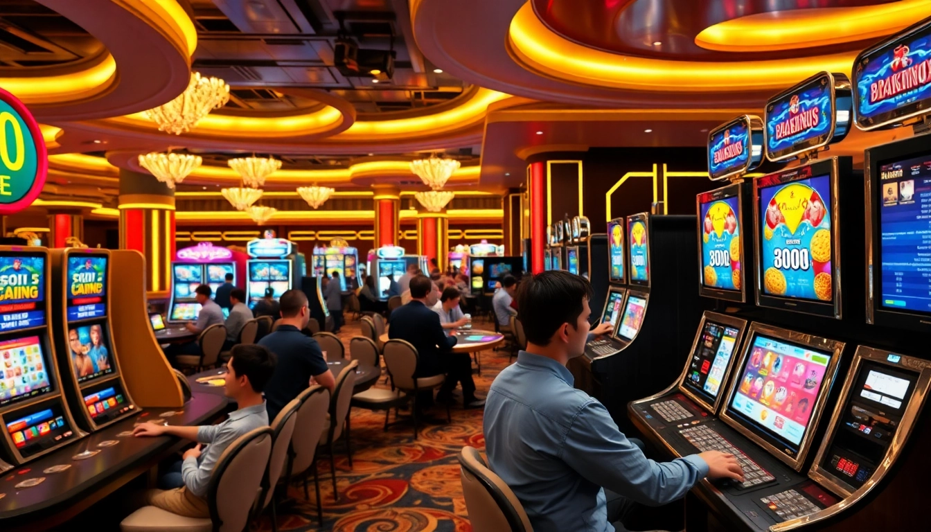 คาสิโน ที่มีบรรยากาศหรูหราและผู้เล่นเข้าร่วมเดิมพันอย่างสนุกสนาน