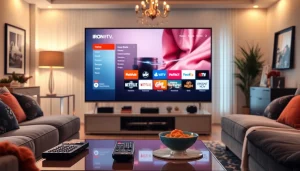 Engaging content on iron tv pro displayed on a modern TV in a cozy living room setting.